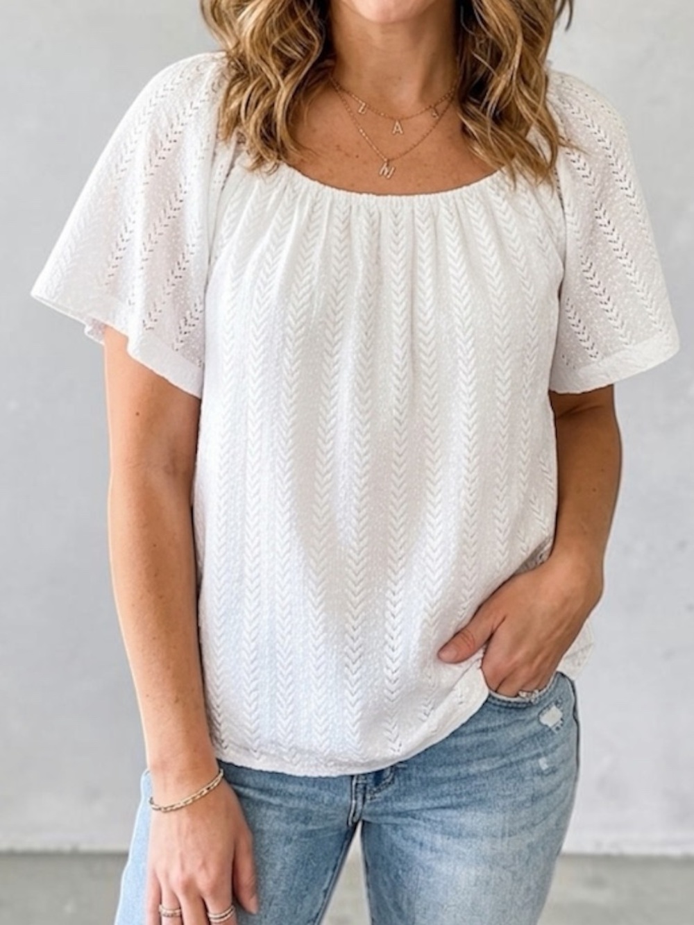 LOFT White flowy eyelet blouse NWOT medium